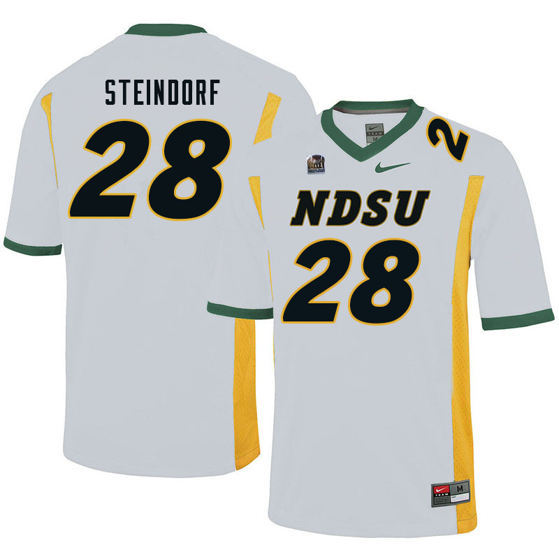 Men #28 Kaedin Steindorf North Dakota State Bison College Football Jerseys Sale-White - Click Image to Close